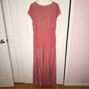 Adrianna Papell Pink Beaded Maxi Dress